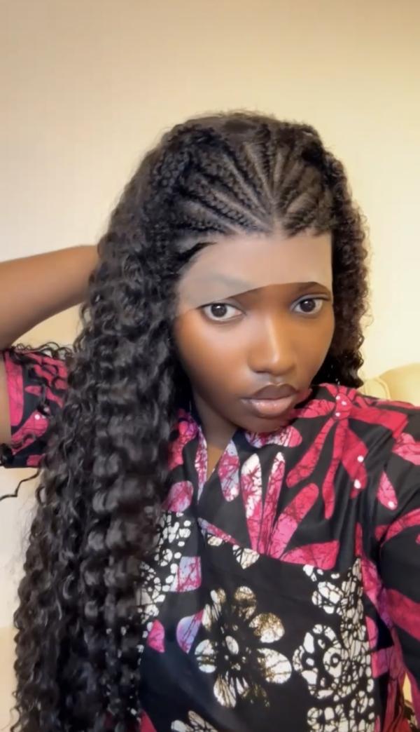 Wet Curls Braided Frontal