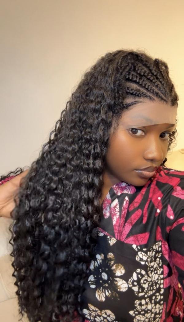 Wet Curls Braided Frontal