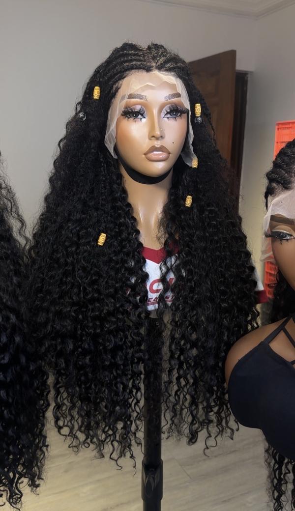 Wet Curls Braided Frontal
