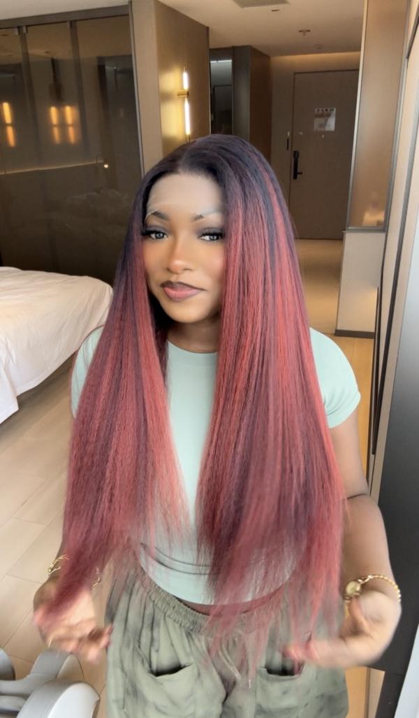 Preorder: Afro Kinky Factory Wig Burgundy Mix