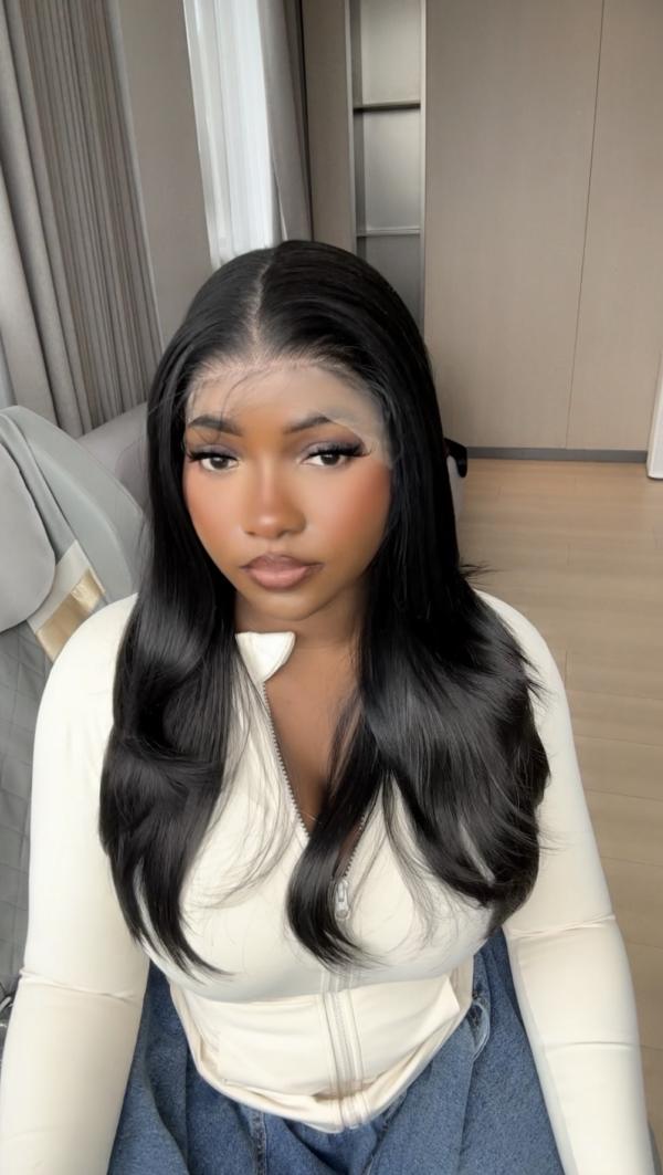 Preorder: Black Layered Straight Frontal Wig