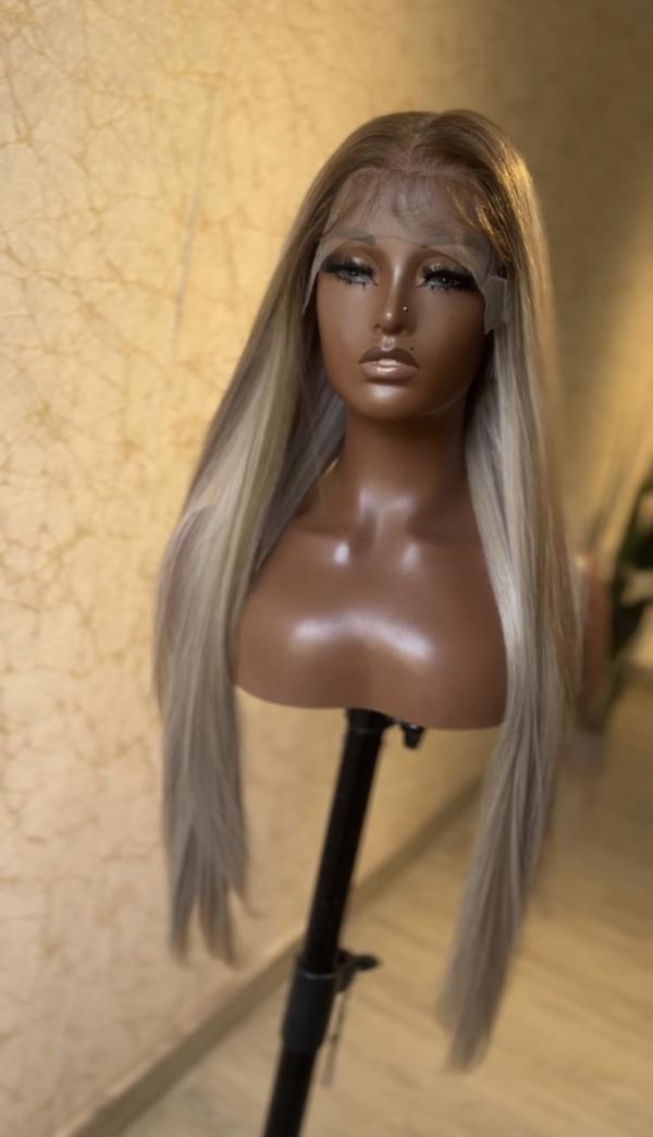 Straight 5*5 Closure Grey Highlights Factory Wig