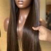 Straight 5*5 Closure Brown Highlights Factory Wig