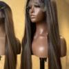 Straight 5*5 Closure Brown Highlights Factory Wig