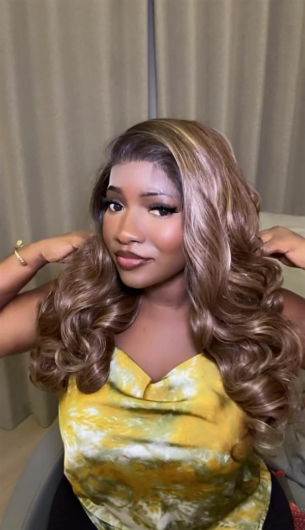 Brown Bodywave Frontal Wig highlights