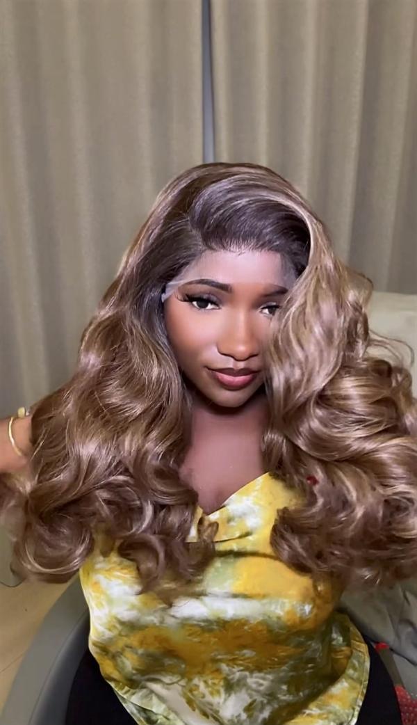 Brown Bodywave Frontal Wig highlights